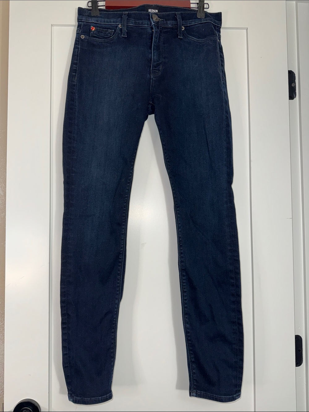 Hudson women’s Nico Midrise Dark Indigo Skinny Jeans Sz 29x32 minimalist